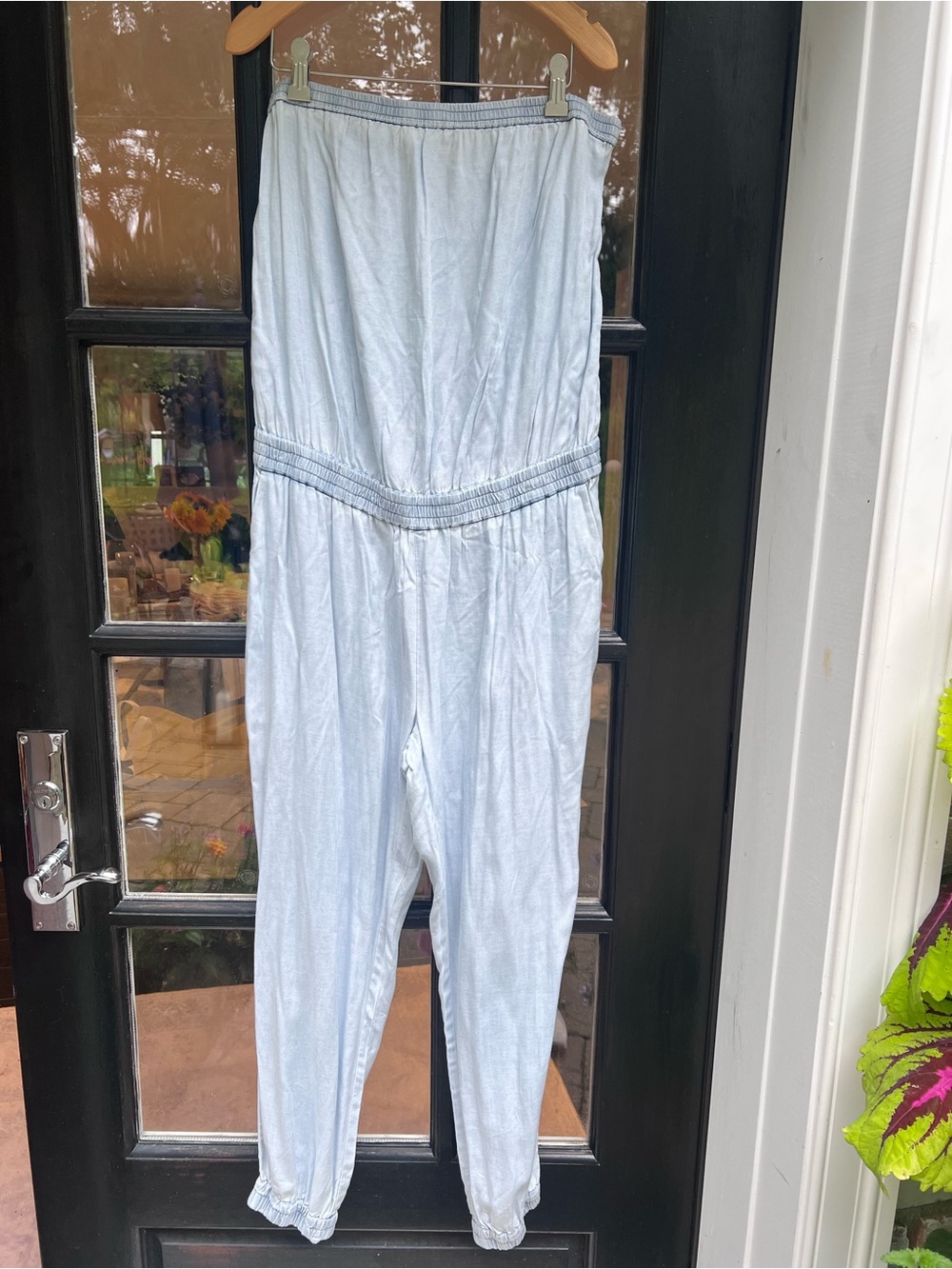 Aritzia Light Blue Strapless Elastic-Waist Jumpsuit